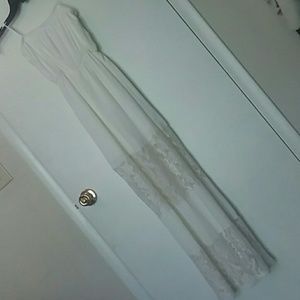 NWOT White strapless maxi dress with lace